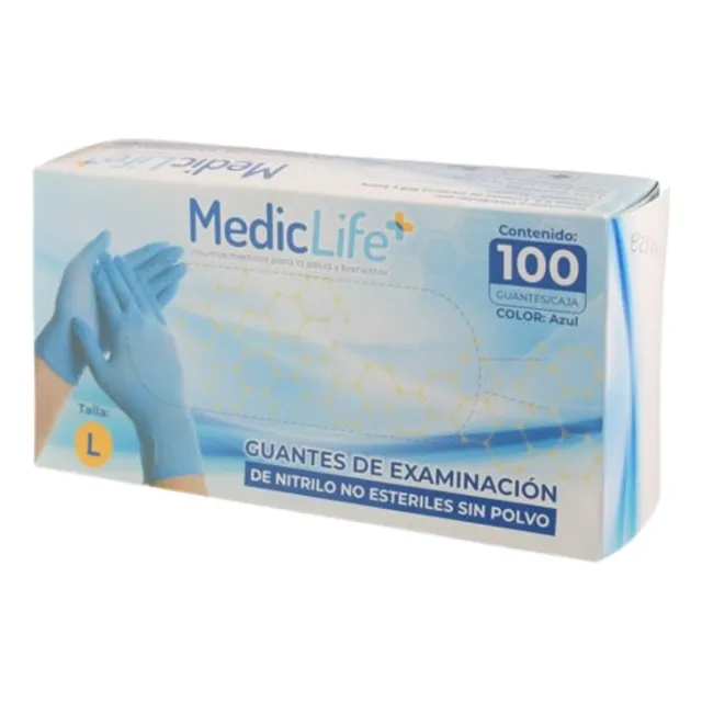 Guantes Mediclife De Nitrilo Examinación Médica L