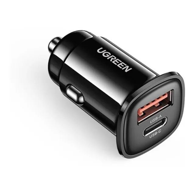Cargador Auto Ugreen Qc 3.0 Carga Rapida 2 Puertos Usb C 30w