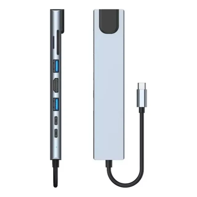 Adaptador De Red Ethernet 100mbps Hdmi4k Usbc/3.0 Pd Tf 8en1