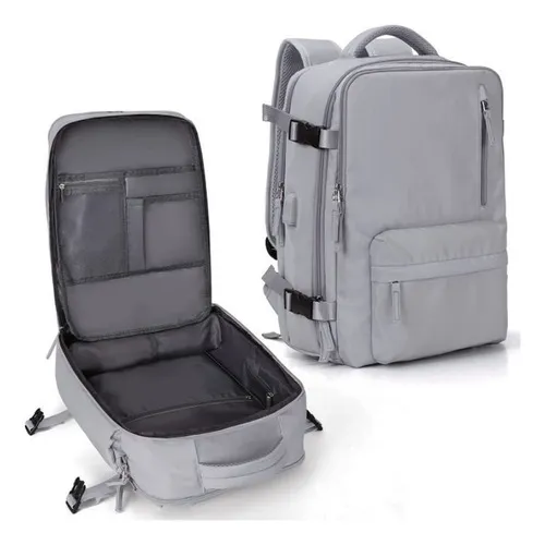 Mochila De Viaje De Gran Capacidad De 35l Con Puerto De Carg Color Gris
