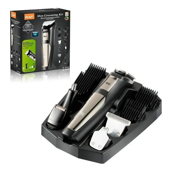 Maquina Corta Pelo Barba Raf 4 Puntas Intercambiables Color Negro