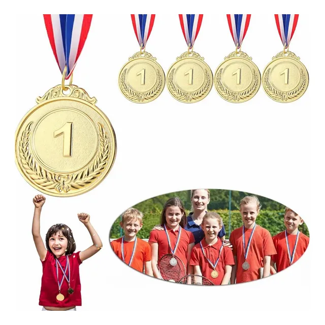Pack 10 Piezas Medallas Deportiva Metálica Con Cinta Grabado