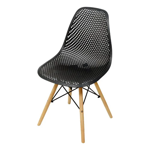 Silla Eames Boxbit Colmena Comedor Base En Madera 1 Negro