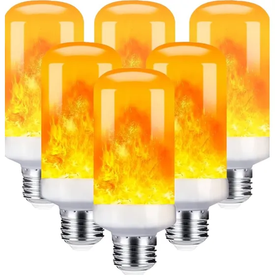 Kit 6 Lâmpada Led E27 Efeito Chama Fogo Tocha Decorativo