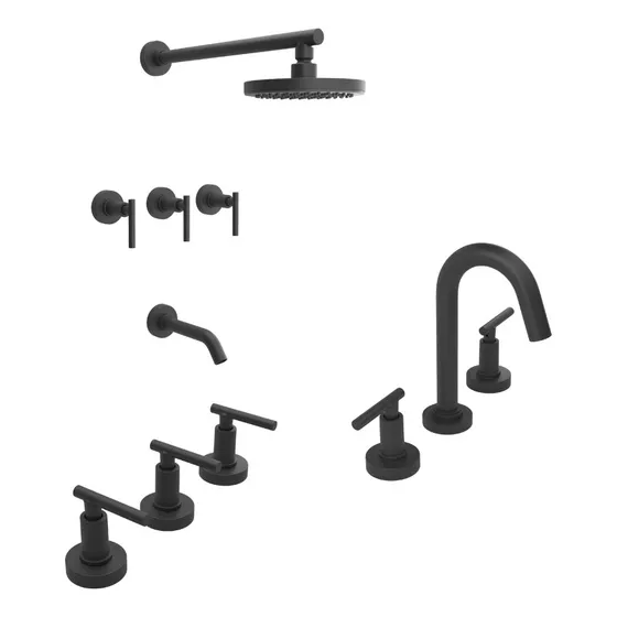 Kit Grifería Thunder Ducha Lavatorio Bidet Black Estalgrif