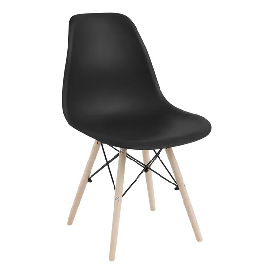 Silla Eames Negra Comedor Patas Madera Diseño Nórdico