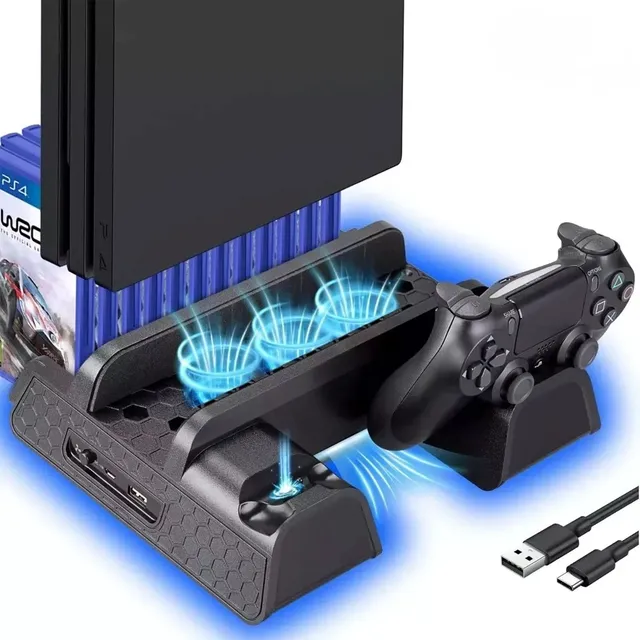 Base Enfriador Para Ps4 Normal/ Slim/ Pro Cargador Controles
