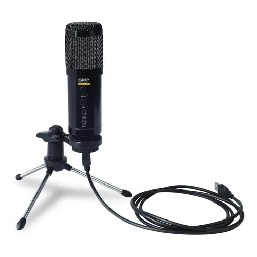 Micrófono de estudio USB profesional Skp Podcast 400u, color negro