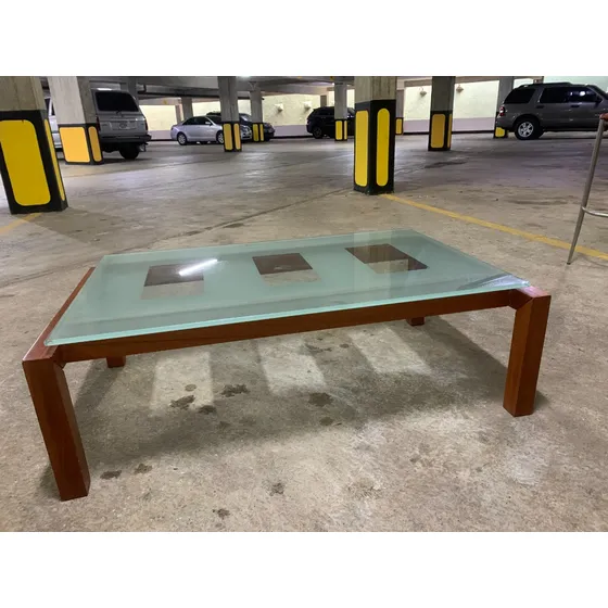 Oportunidad  Mesa De Centro En Madera Y Cristal