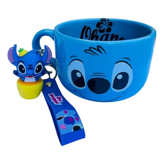 Taza Tazón Lilo/stitch + Llavero 3d Silicona Desayuno 500ml