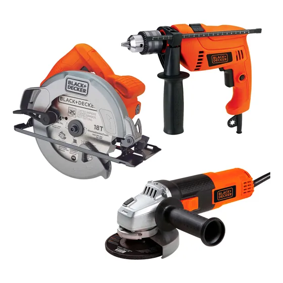 Sierra Circular + Taladro Percutor + Esmeril Black+decker