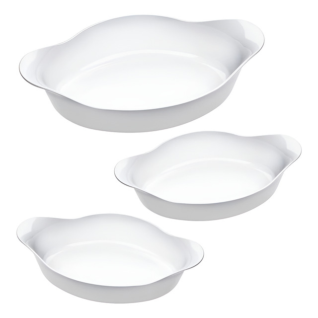 Marinex Conjunto De Assadeiras Oval Opaline 3 Peças Branco Marinex Conjunto De Assadeiras Oval Opaline 3 Peças Branco