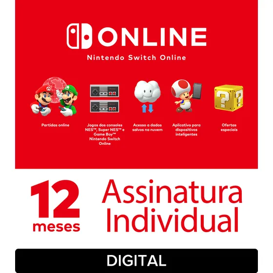 Nintendo Switch Online assinatura 12 meses (Digital)