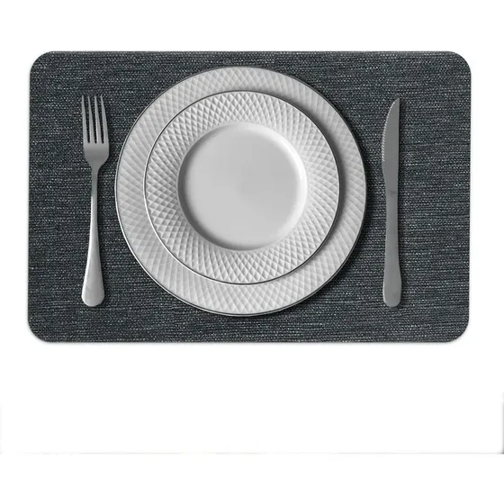 6 Jogo Americano Juta - Impermeável Limpa Facil Pvc Cor GRAFITE preto cinza claro escuro café