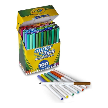Super Tips Crayola 100 Plumones Marcadores Delgados Lavables Super Tips Crayola 100 Plumones Marcadores Delgados Lavables