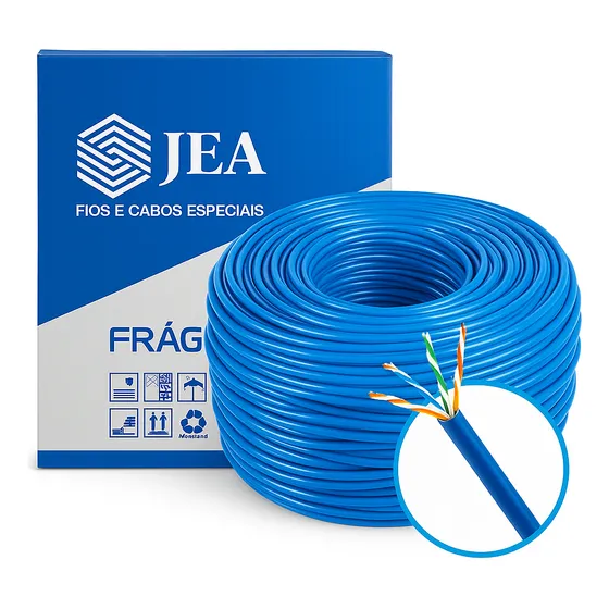 Caixa De Cabo De Rede Azul Cftv 305 Metros 4 Pares
