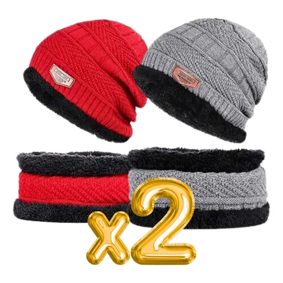 2 Set Conjunto Gorro Bufanda Protector Invierno Tejido Lana
