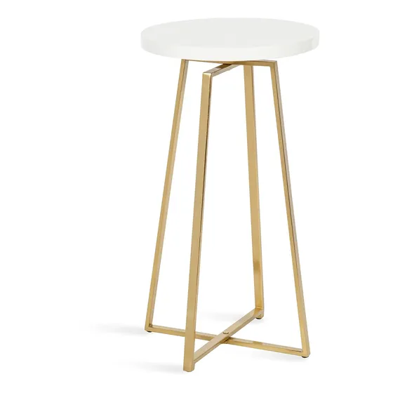 And Laurel Zia Mesa Auxiliar Redonda 15x15x26 Blanco Dorado