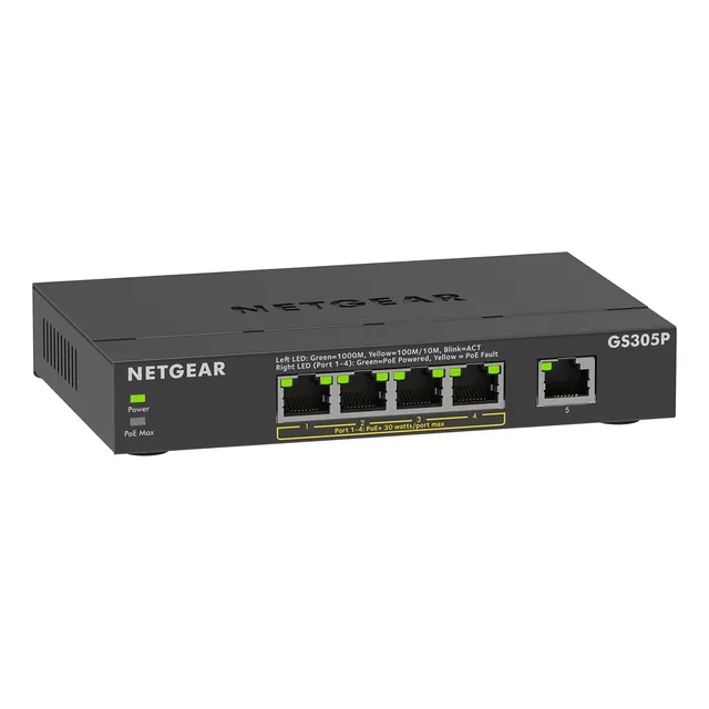 Switch Ethernet Sin Gestión Poe Netgear De 5 Puertos