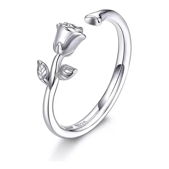 Anillo Plata Fina 925 Rosa Plateada Ajustable / Todojoyas