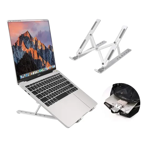 Base Laptop Metálica Plegable Soporte Mesa Ajustable Tablet
