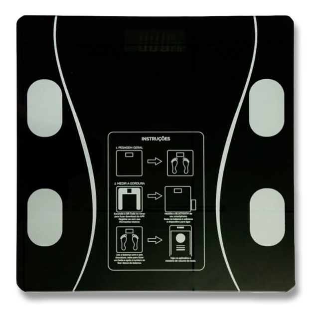 Balança Corporal Sl0382 Bioimpedância Digital Aplicativo Bluetooth Cor Preto Pilha Aaa Balança Corporal Sl0382 Bioimpedância Digital Aplicativo Bluetooth Cor Preto Pilha Aaa