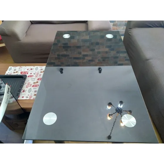 Mesa De Vidrio Negro En Excelente Estado , Pronta Para Usar