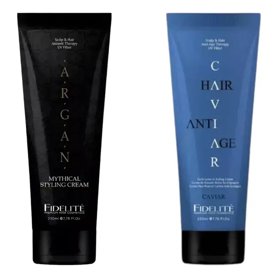 Kit Fidelite X2 Cremas De Peinar Argan + Rulos X230ml C/u