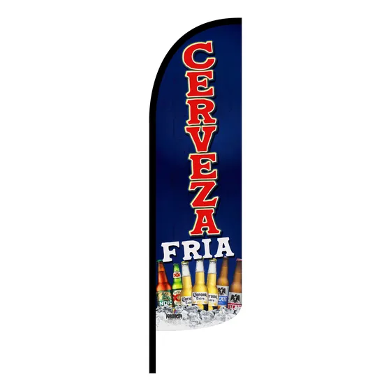 Bandera Pulicitaria De Cerveza Fria Azul (4x1) Completa