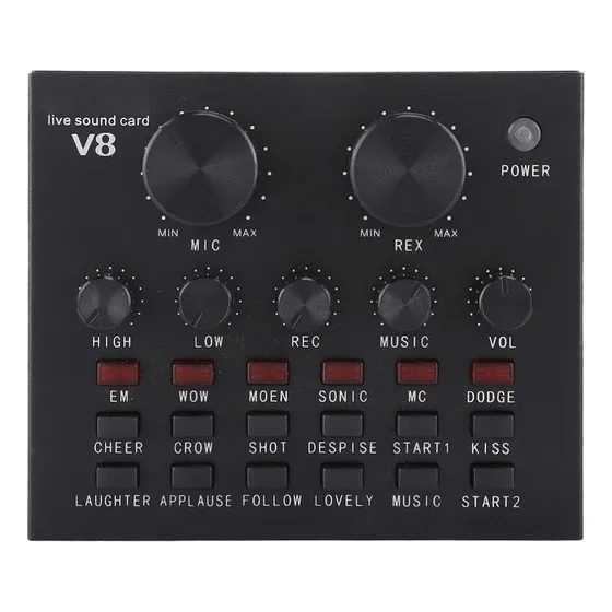 Tarjeta Sonido V8 Multifuncional Mezclador Audio Micrófono 