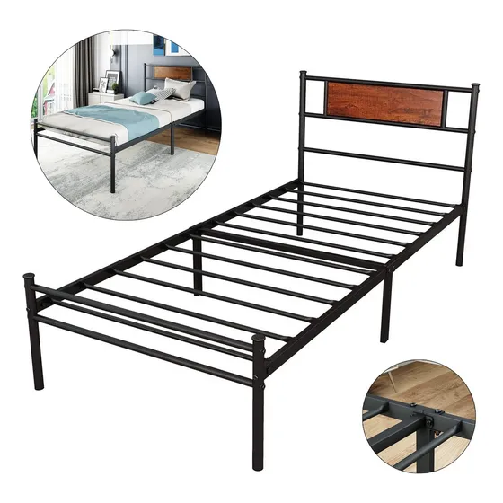 Cama Individual Soporte Recamara Base Cama Metal C/ Cabecero