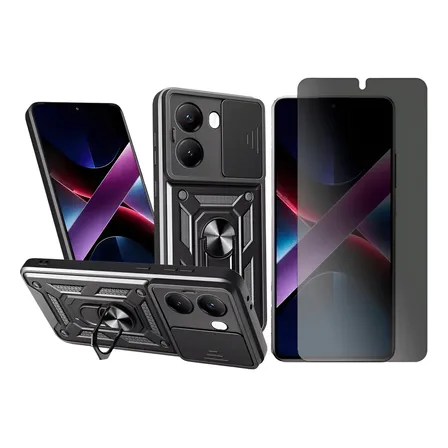 Capa Anel Para Xiaomi Poco X7 Pro + Pelicula Privacidade