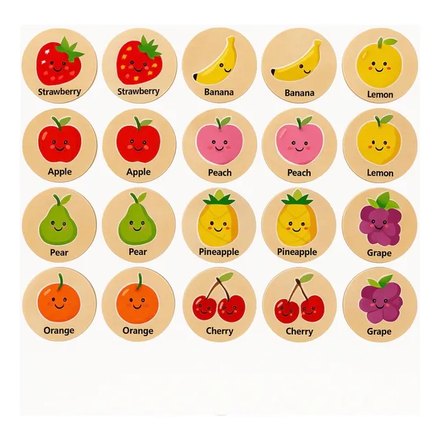 Juego Memoria Montessori Madera Niños Con Frutas Didactico