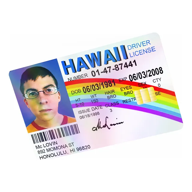 Sticker Tarjeta Banco Licencia Acabado Holográfico Mclovin