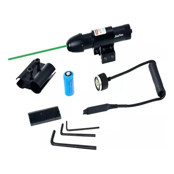 A Mira Laser Verde Traçante Trilho E Cano Universal Caça