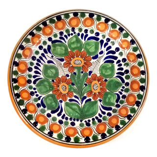 Plato De Talavera Poblana Barroca 20 Cm P/ Pasta Girasol #42 Plato De Talavera Poblana Barroca 20 Cm P/ Pasta Girasol #42