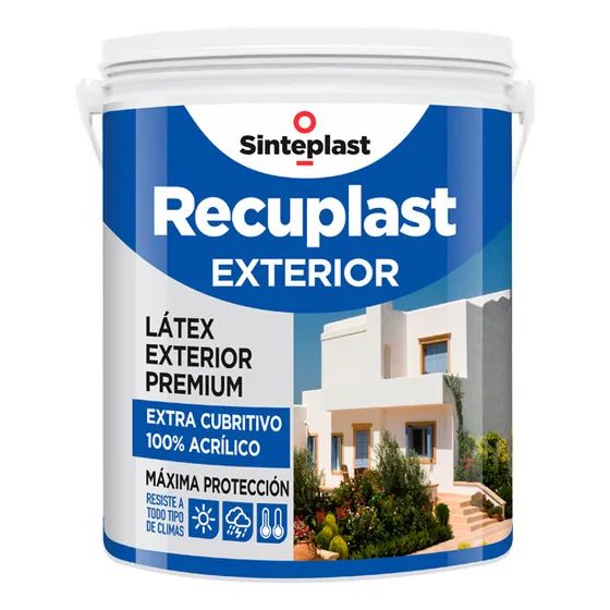 Recuplast Exterior 4 Lts Latex Sinteplast Acabado Mate Color Blanco
