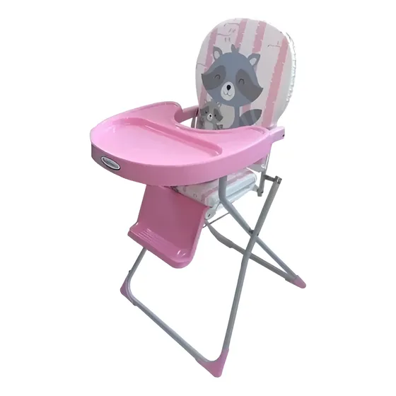 Silla De Comer Bebe Kiara Plegable Reforzada Con Bandeja Color Rosa
