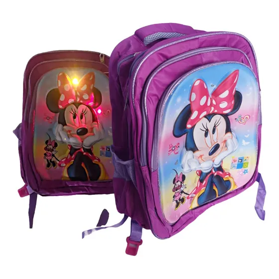 Morral Maleta Escolar Niñas Luces Grande Unicornio Minnie