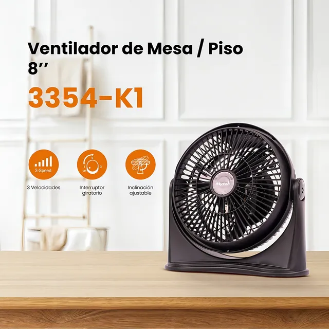 Ventilador De Piso Mytek 3354-k1 8 Pulgadas Plástico Negro
