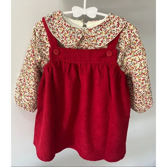 Vestido De Niña Jumper De Pana Y Camisa De Frío