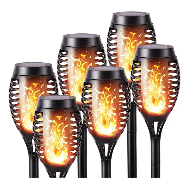 Luces Solares For Jardín Con Efecto De Llama, 6 Piezas