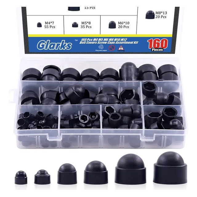 Juego De 160 Tapas De Tornillos Negro Para Protección