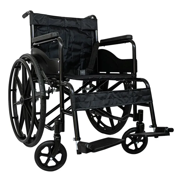 Silla De Ruedas Economica Plegable Color Negra QY-23