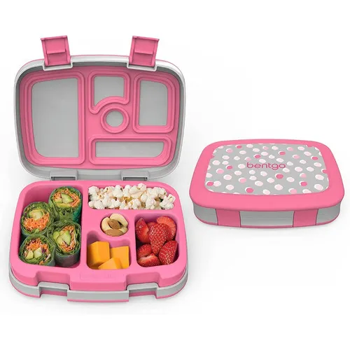 Bentgo Kids Prints Lonchera Bolitas Rosa Con Gris