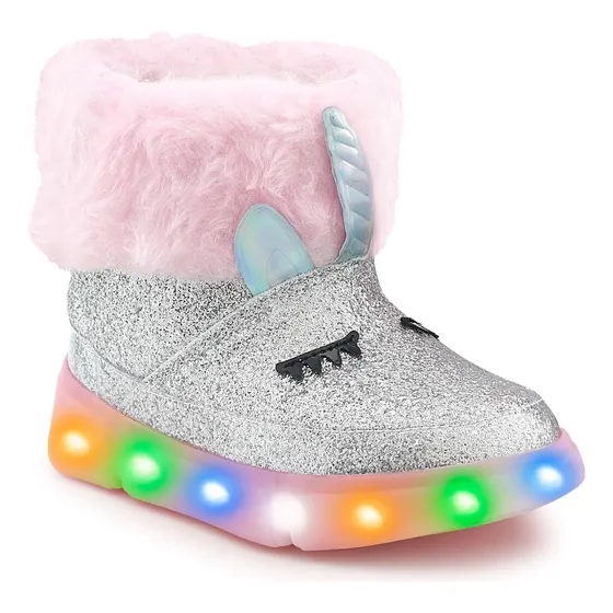 Bota Infantil Novopé Unicórnio Led Menina Forrada Lã
