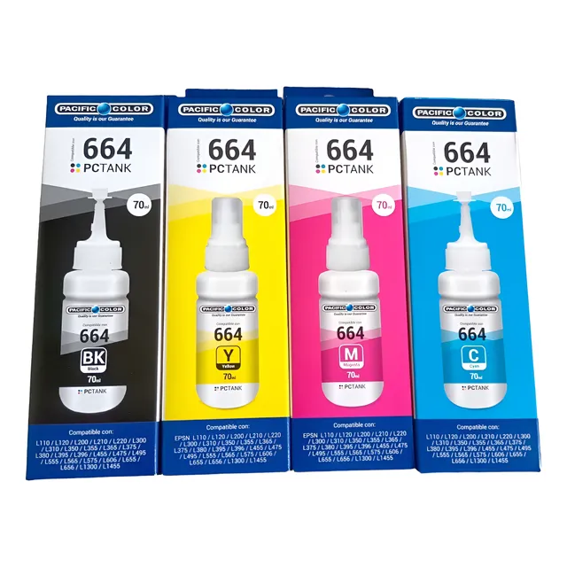 Pack Tinta Pacific Color Para Epson T664 L120 / L210 / L1300