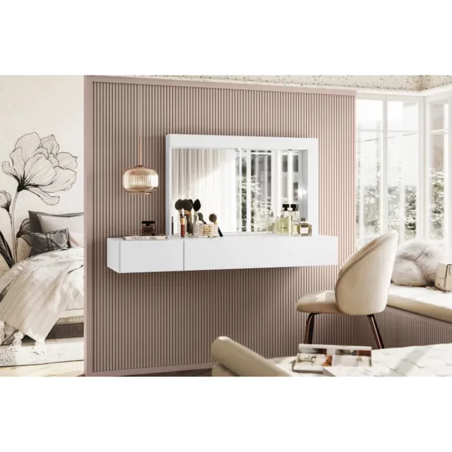 Tocador De Pared Flotante Color Blanco 2 Cajones