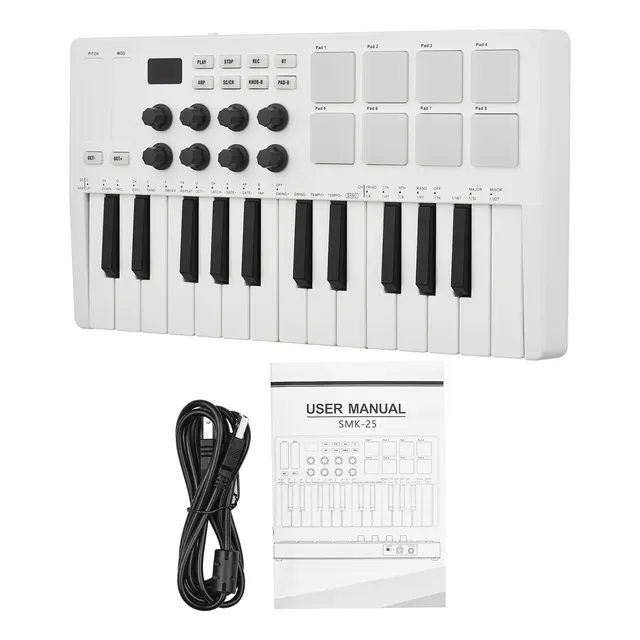 M-vave Teclado Usb Portátil Midi De 25 Teclas, Pads Rgb