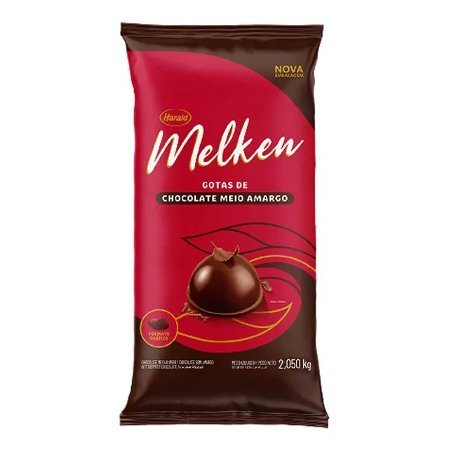 Chocolate Meio Amargo Gotas 2,050kg Melken Harald